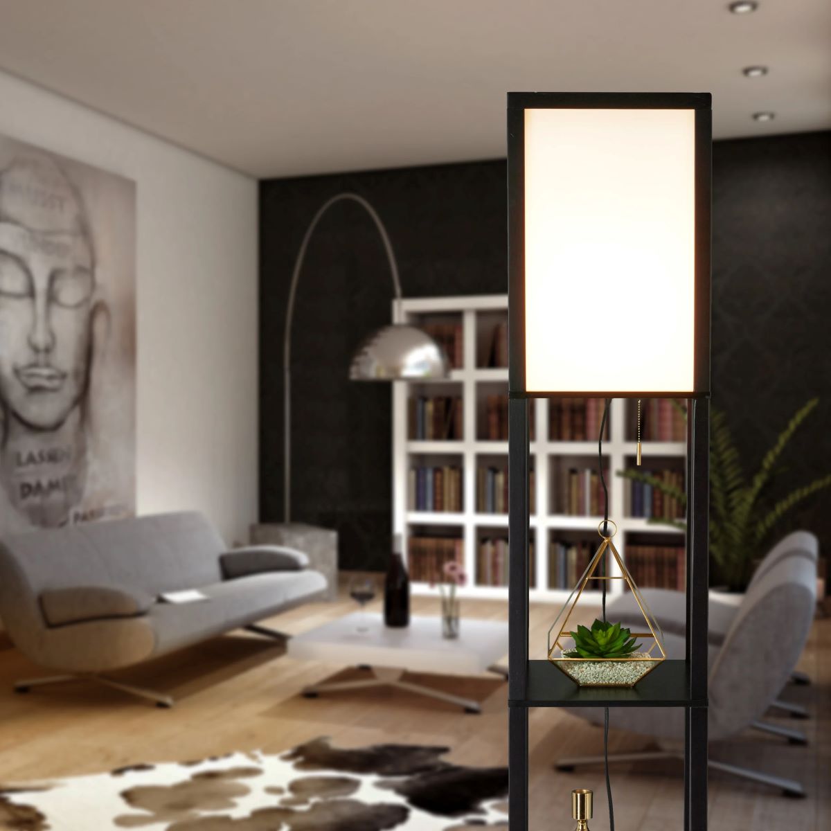 Lámpara de pie con baldas Relaxdays de Leroy Merlin