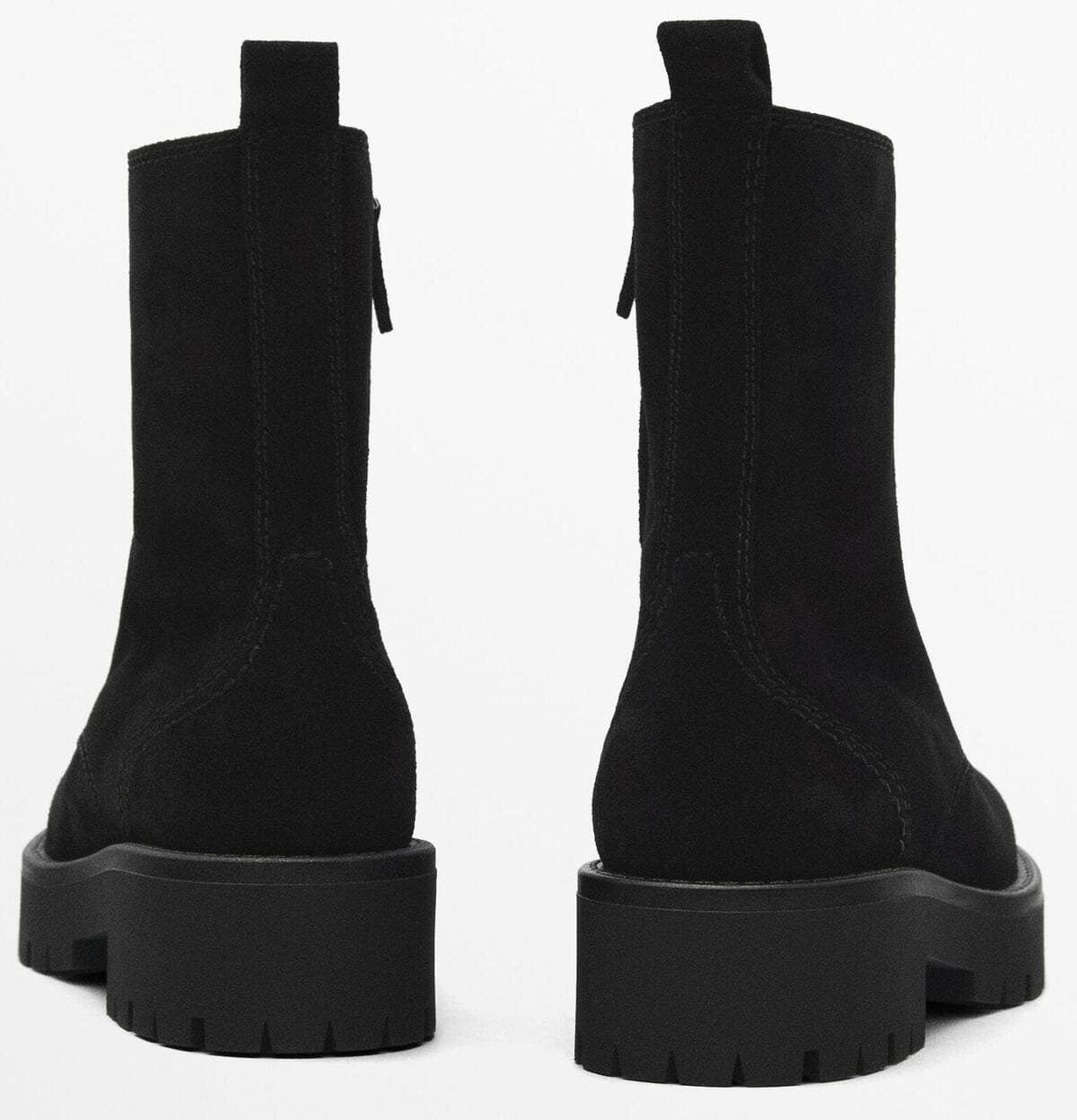 Las botas acordonadas con piso track en color negro de Massimo Dutti