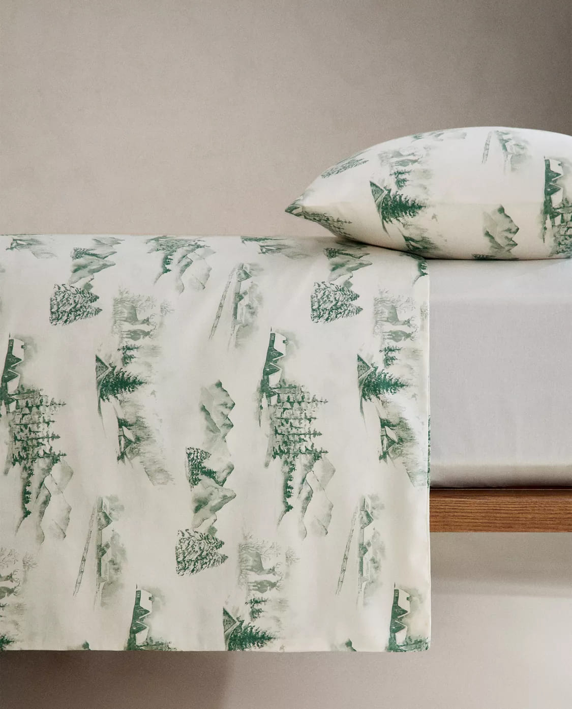 Funda nórdica de satén Toile de Jouy Navidad