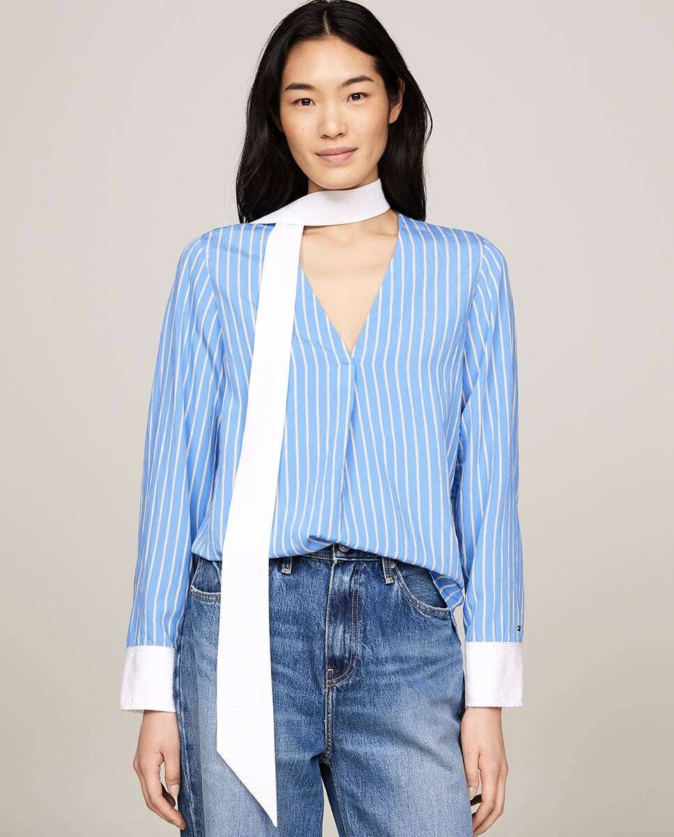 Tommy Hilfiger Blusa de mujer estampada con cuello pico en El Corte Inglés