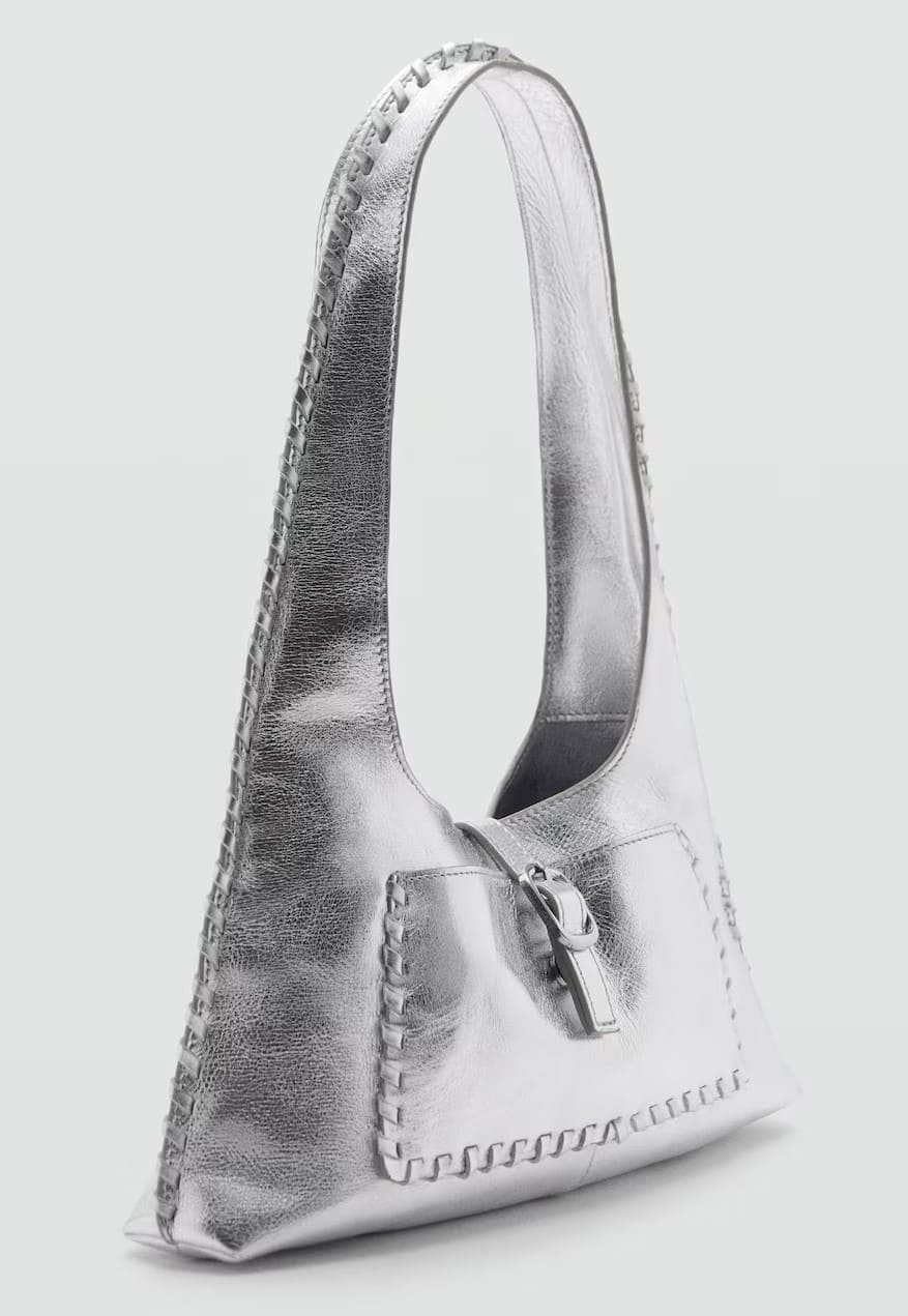 Bolso piel metalizado de Mango