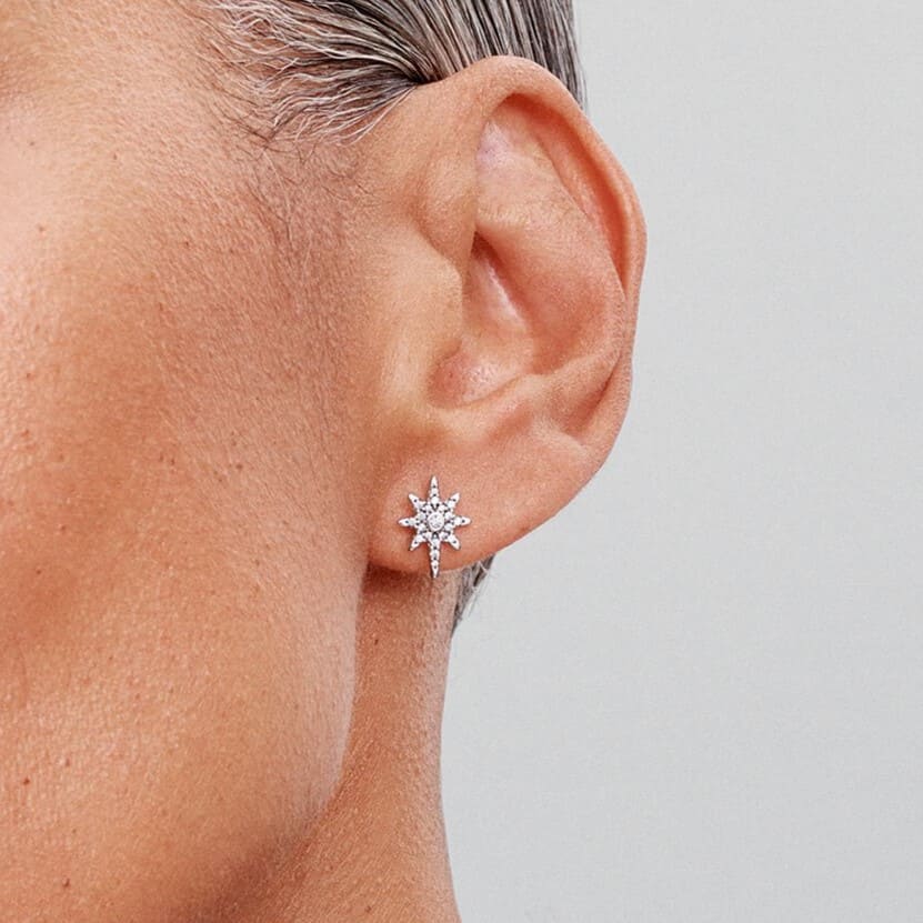 Pendientes de botón Estrella Polar Brillante de Pandora