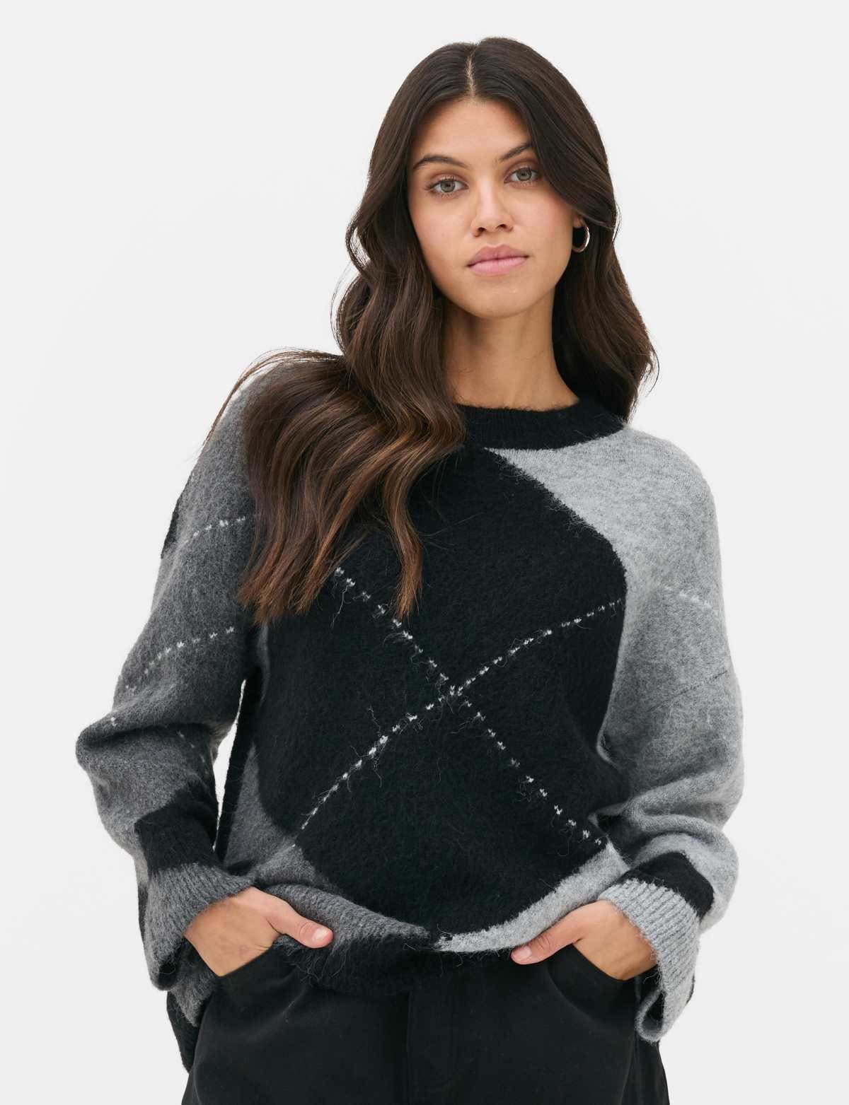 Jersey extragrande con rombos de Paula Echevarría de Primark