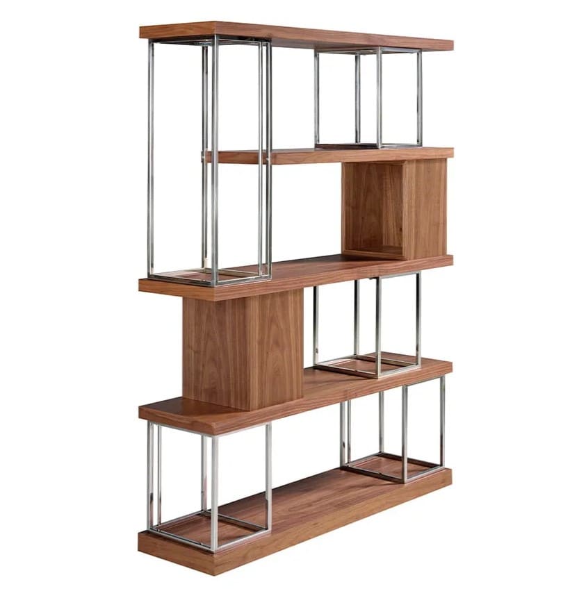 Estantería nogal y acero inoxidable cromado ANGEL CERDA