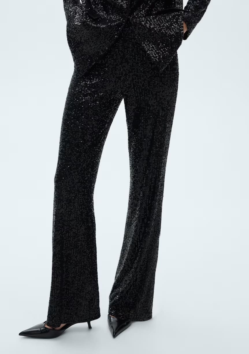 Pantalón palazzo lentejuelas de Mango