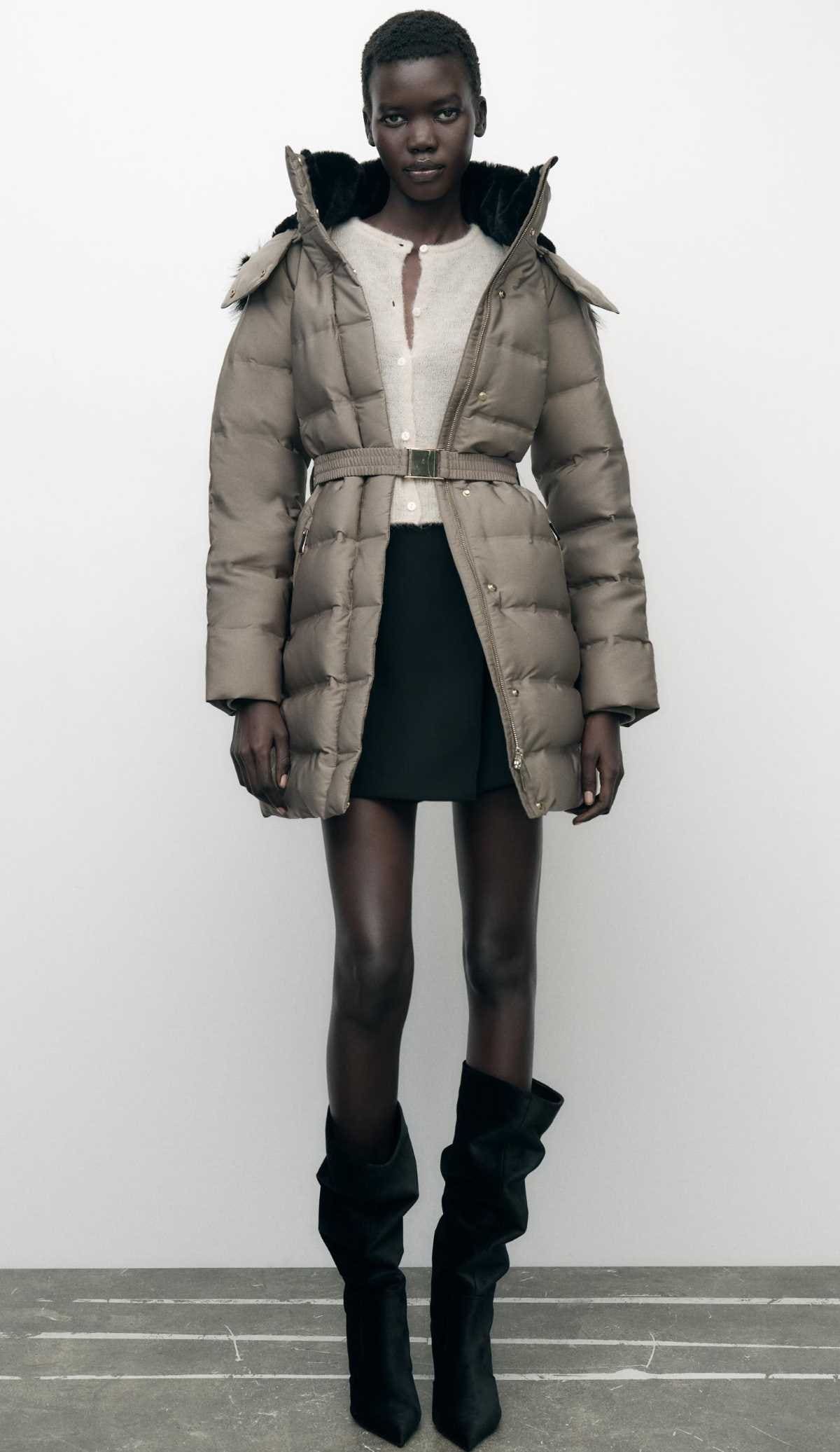 Plumífero cinturón capucha water and wind protection de Zara