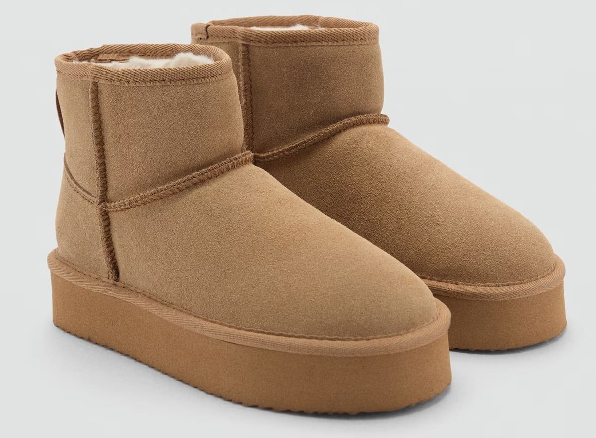 El botín de piel con pelo interior de Mango