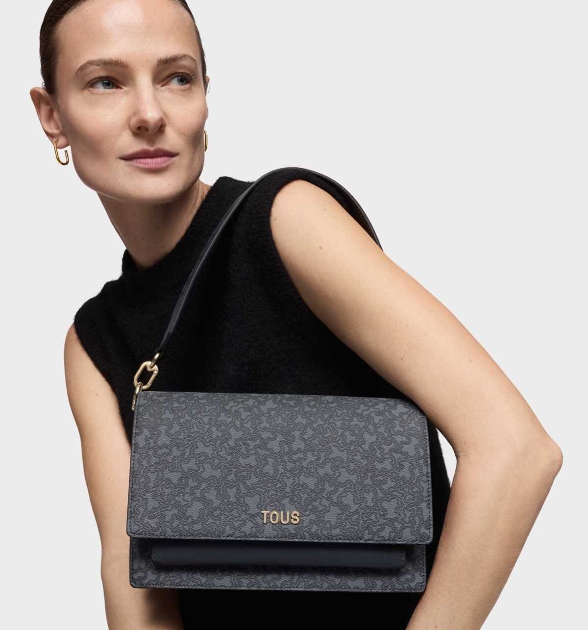Bandolera mediana Audree gris oscuro Kaos Mini Lines de TOUS