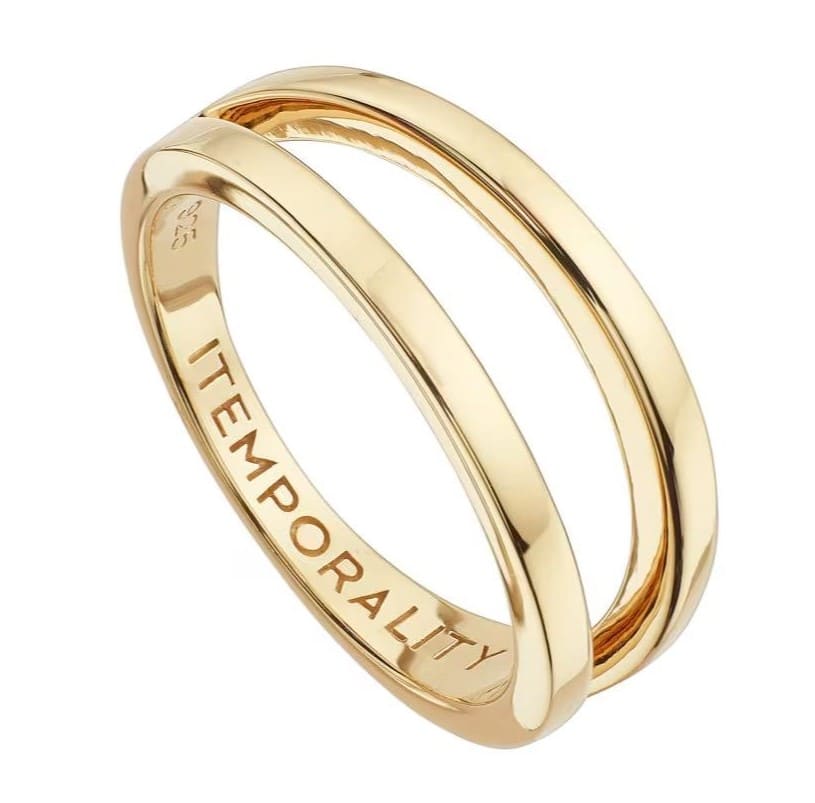 Anillo Tribeca de plata chapada en oro de doble aro liso, Itemporality