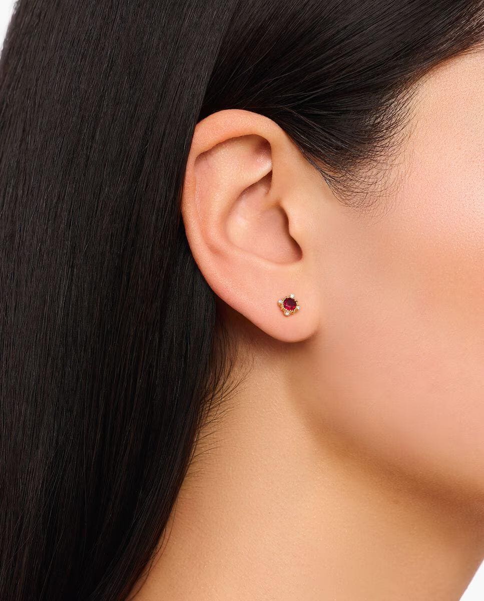 Pendientes vintage con piedra roja dorada, Thomas Sabo