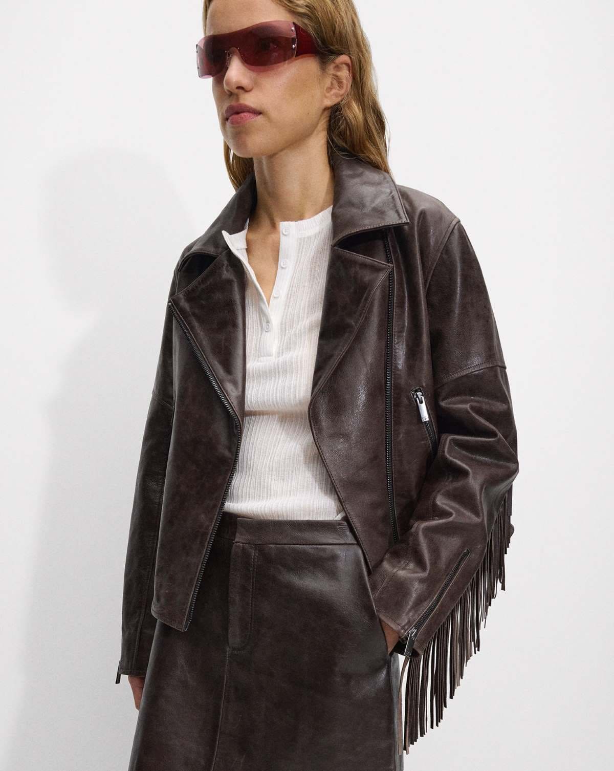 Abrigo De Piel Con Flecos de Parfois