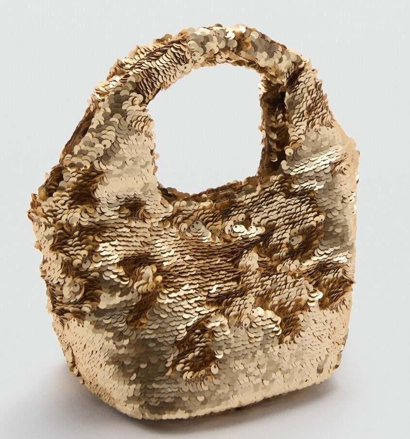 Bolso mano lentejuelas de Mango