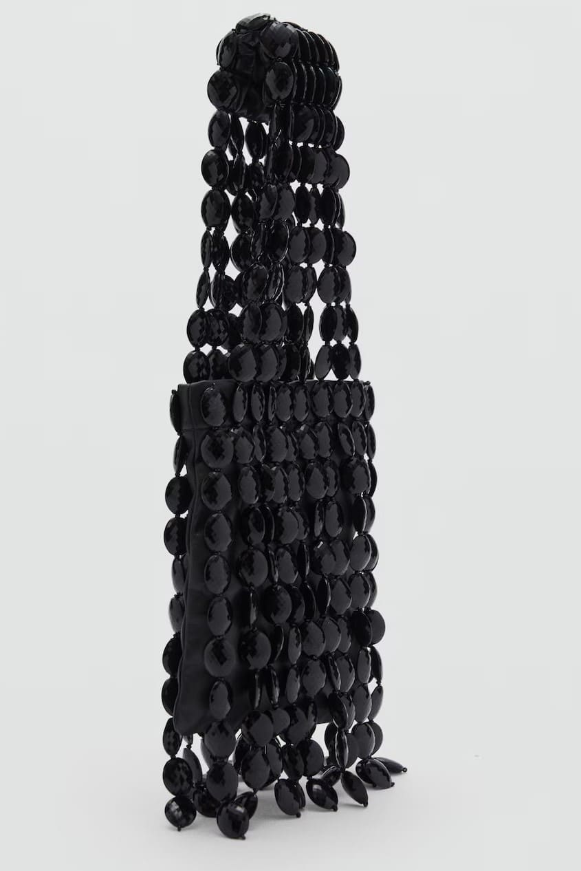 Bolso mano piel abalorios de Mango