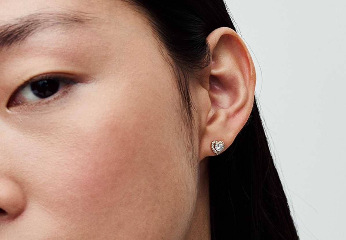 Pendientes de botón Corazón Elevado Brillante de Pandora