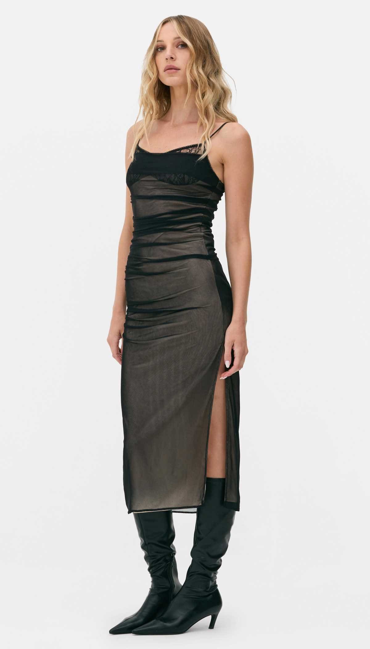 Vestido midi de malla y encaje de Rita Ora de Primark