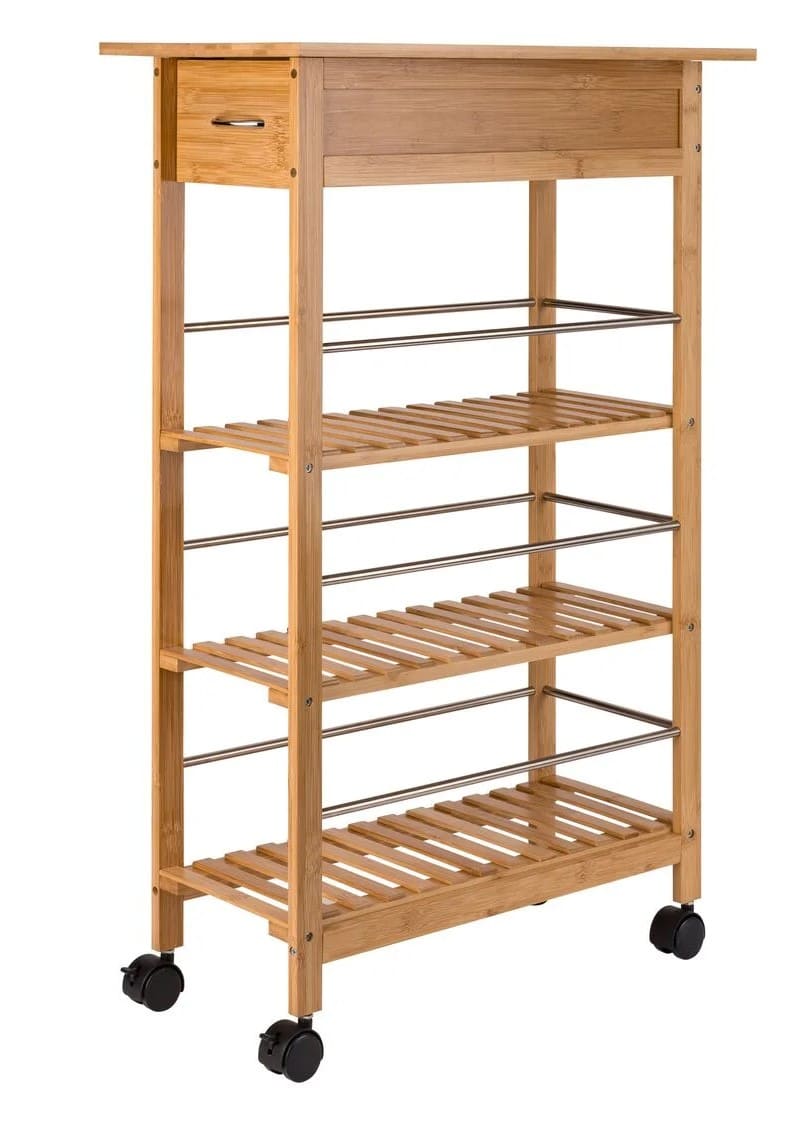 Carro auxiliar de cocina de bambú