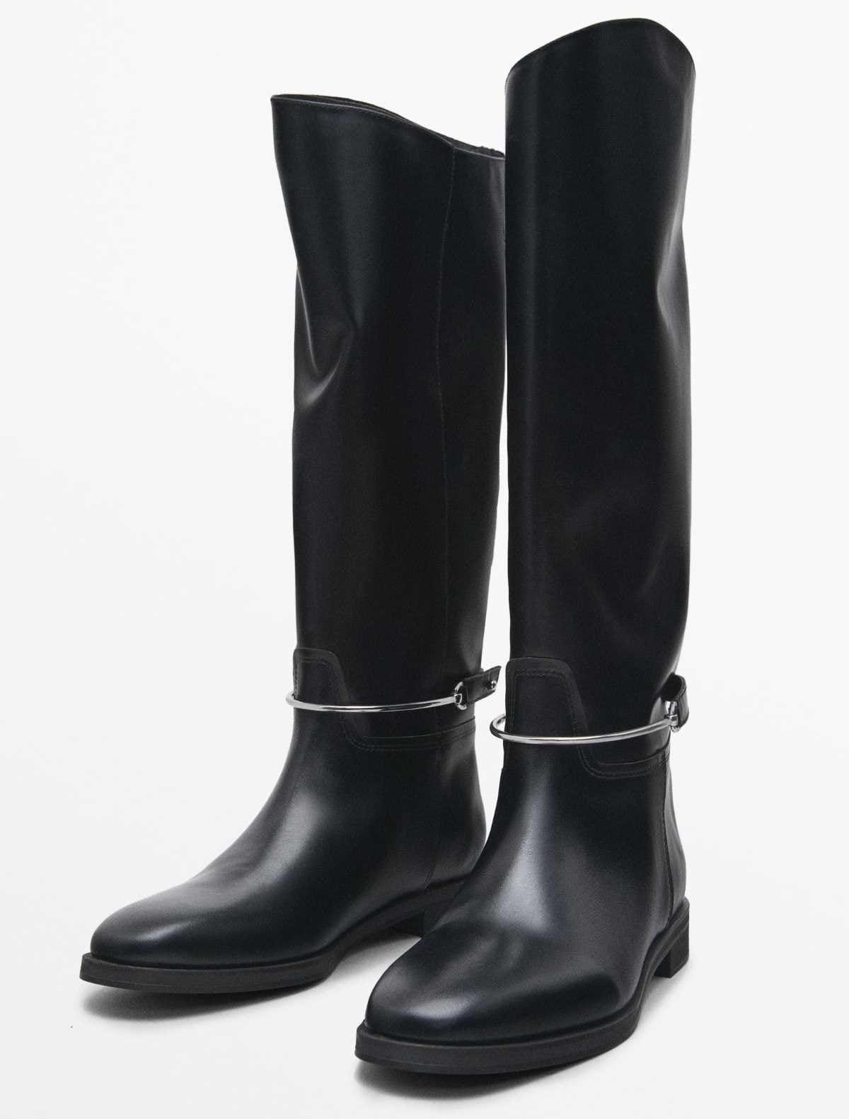 Bota hípica adorno extraíble de Massimo Dutti