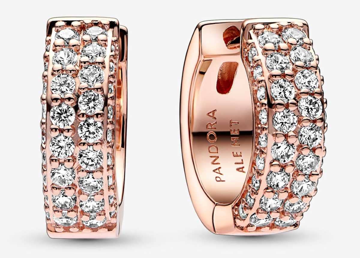 Pendientes de Aro Fila Doble en Pavé de Pandora