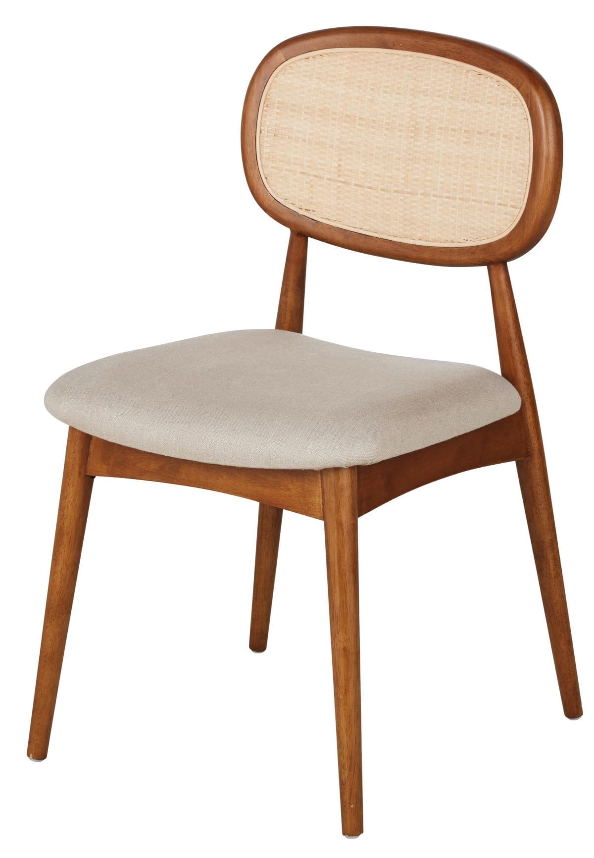 Silla de madera de caucho y lino crudo Fifty