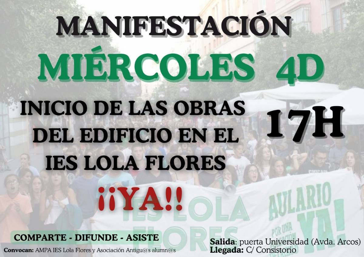 Cartel convocatoria manifestación del IES Lola Flores