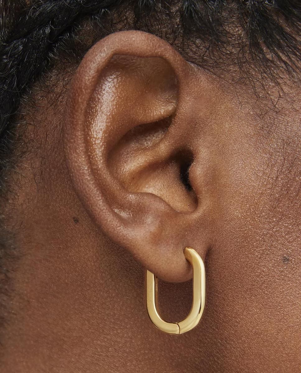 Pendientes de aro largos bañados en oro