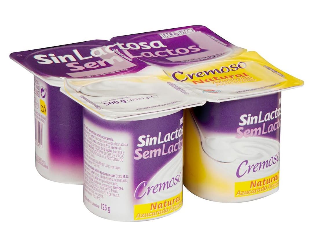 Postre lácteo sin lactosa cremoso natural azucarado