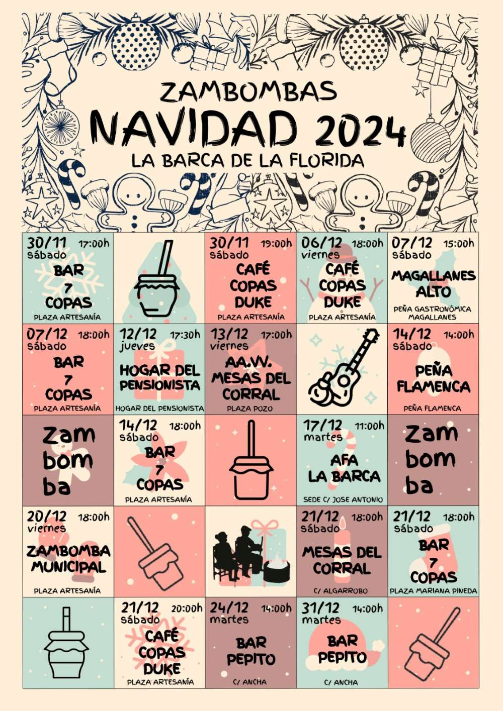 Programación de zambombas en La Barca de la Florida