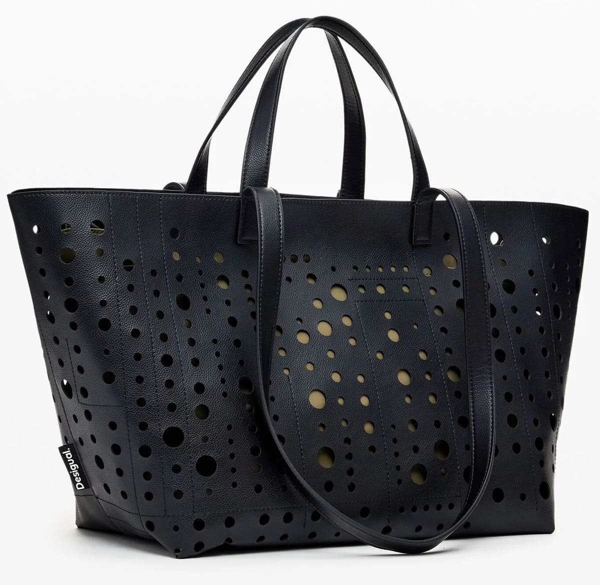 El bolso shopper con círculos en color negro de Desigual