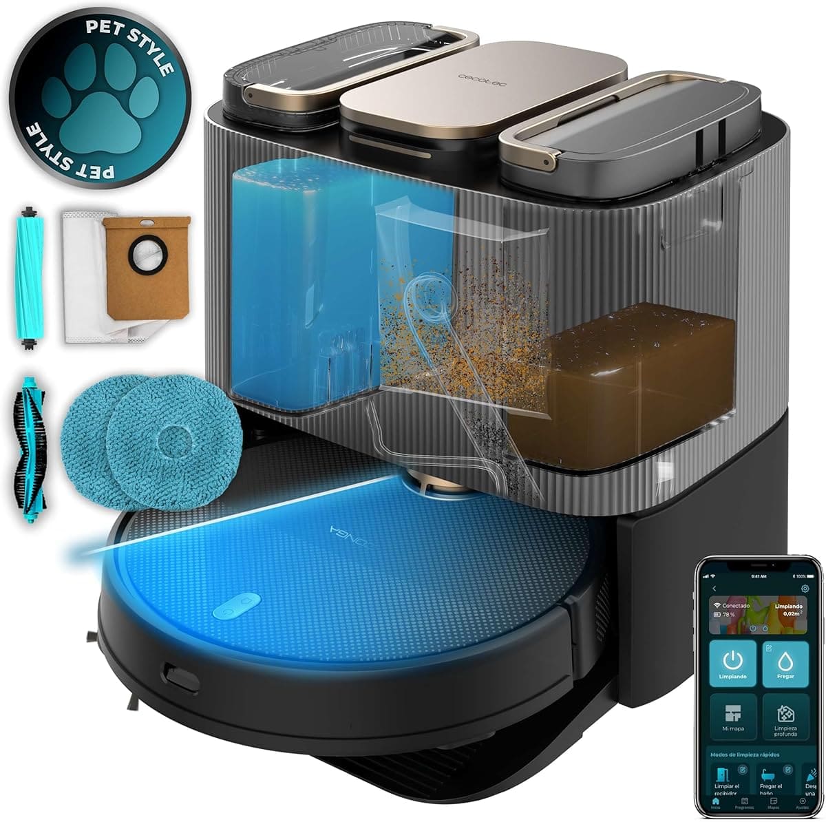 El nuevo robot aspirador con base autovaciado Conga 13090 Spin Revolution Home and Wash de Cecotec en Amazon