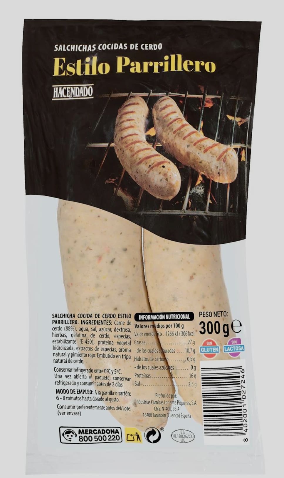 Salchichas tipo parrillero