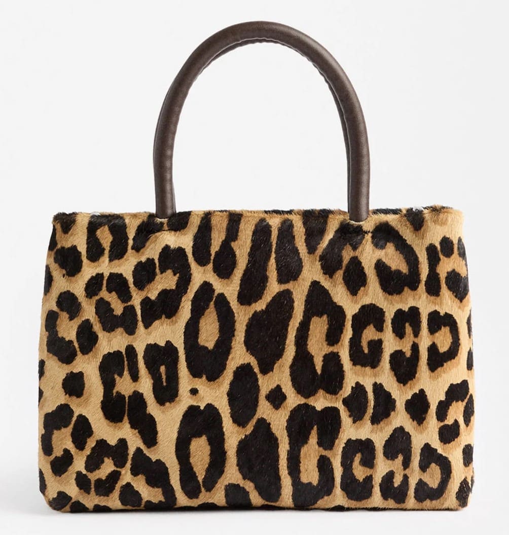 Bolso tote de piel estampado de leopardo