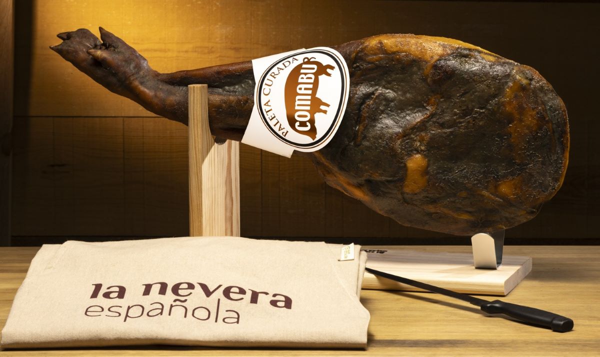 Comabu - Kit con Paleta 50% Duroc, Jamonero, Cuchillo y Delantal