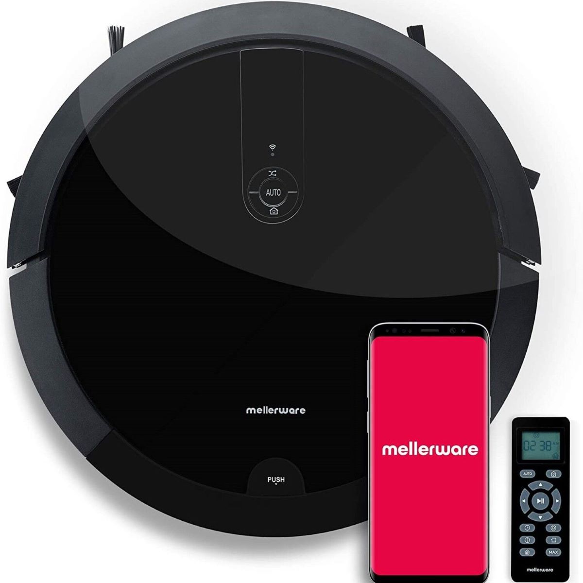 Robot aspirador 4 en 1 Wifi Mellerware Tidy! Gyro Black de Carrefour