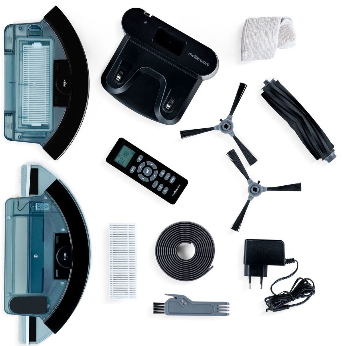 Robot aspirador 4 en 1 Wifi Mellerware Tidy! Gyro Black de Carrefour