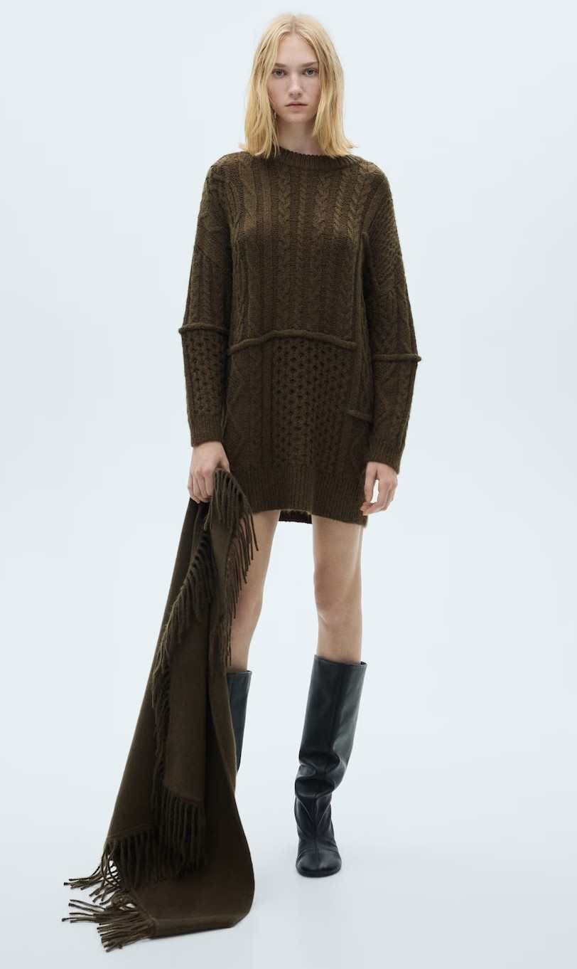 Vestido punto trenzado de Mango