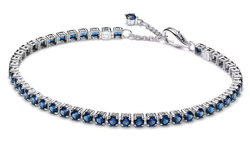 Pulsera en plata de ley Tenis Azul Brillante