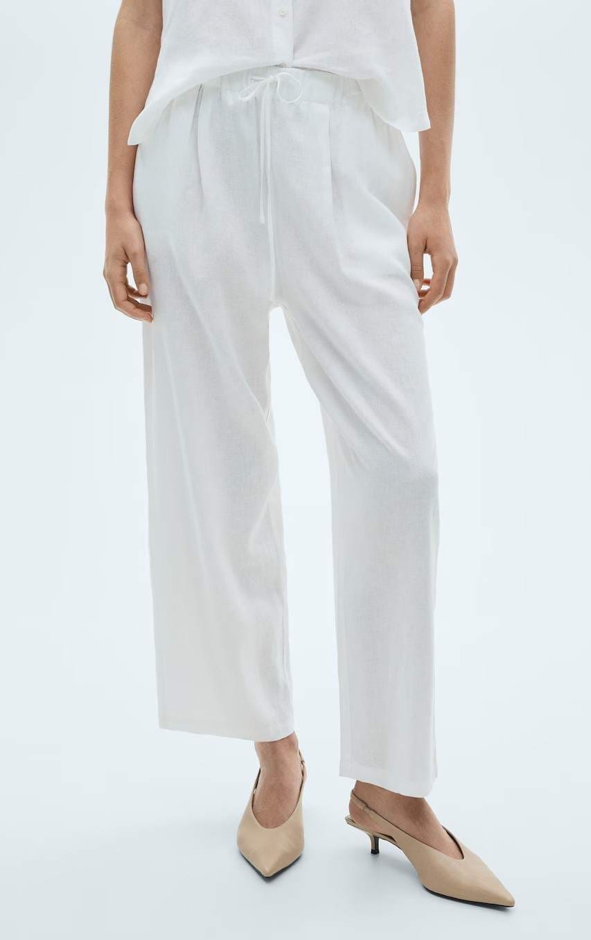 Pantalón lino fluido de Mango