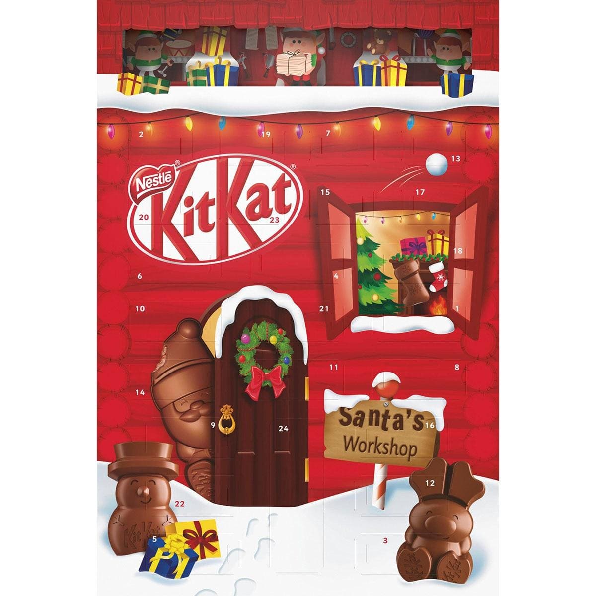 Calendario de Adviento de 24 figuras de chocolate con leche NESTLE KIT KAT
