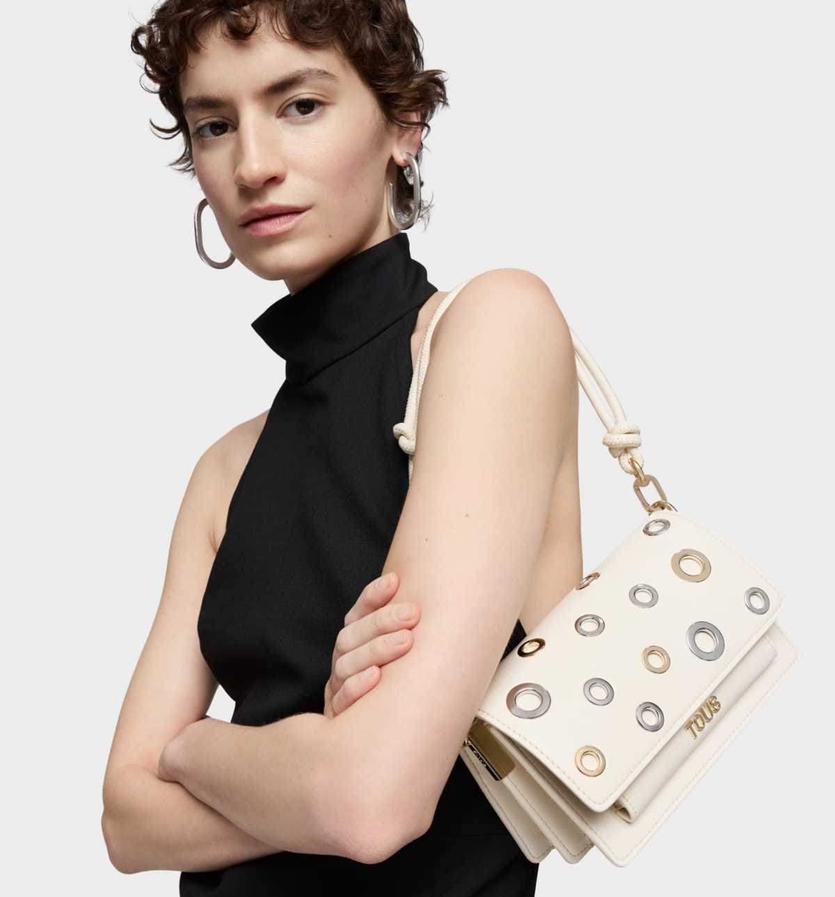 Bandolera pequeña beige Audree Eyelets