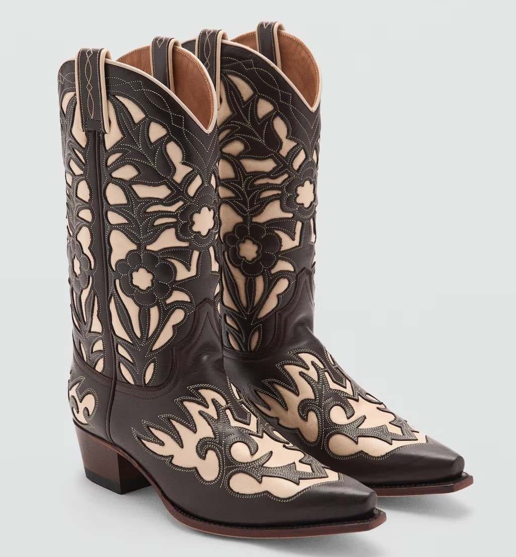 Bota piel cowboy bicolor de Mango