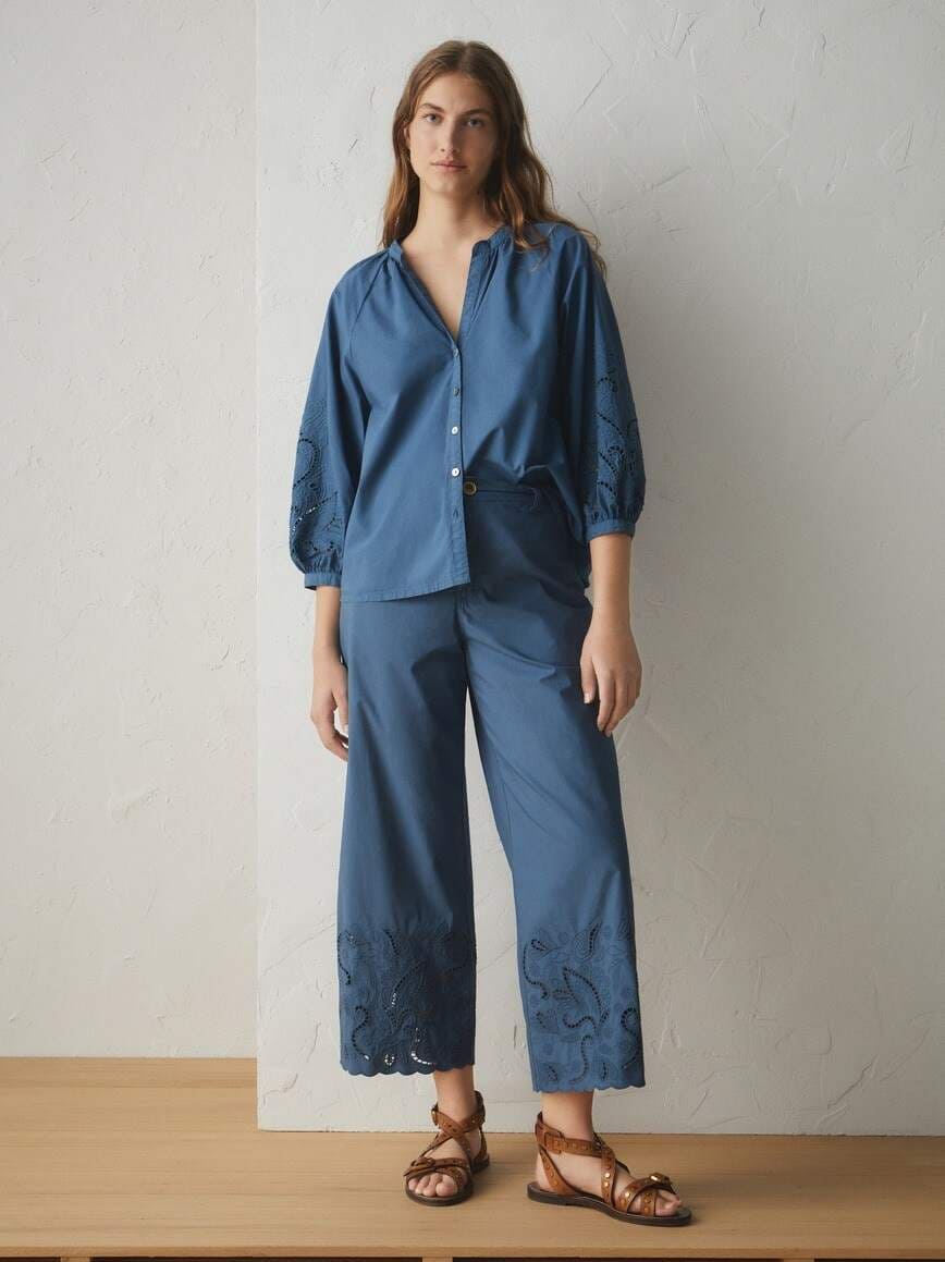 Lloyd's Blusa de manga tres cuartos tejido troquelado