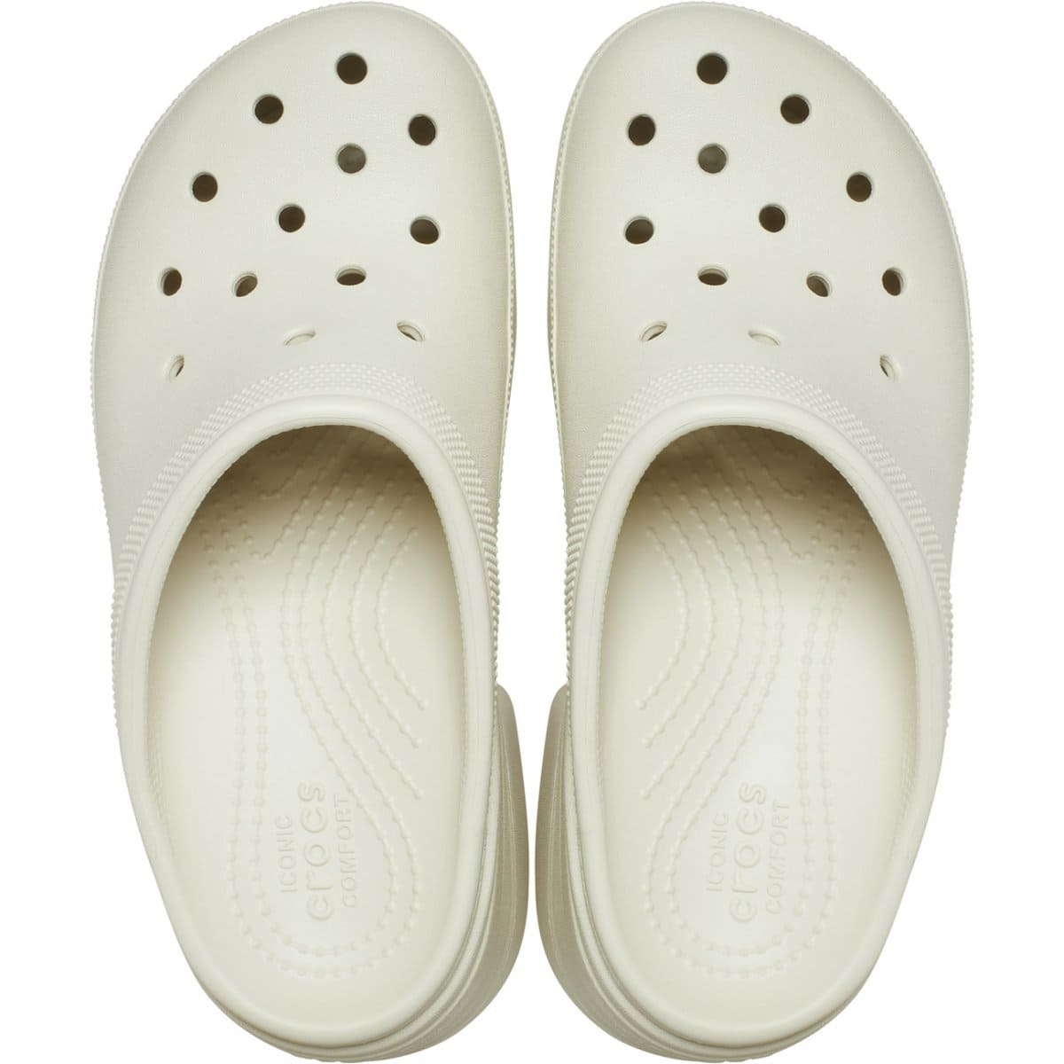 Los zuecos con tacón Siren W en color blanco hueso de Crocs