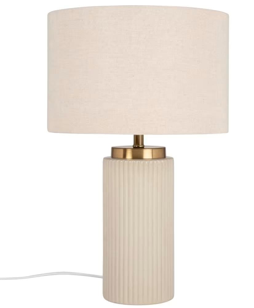 Lámpara de cerámica estriado con pantalla de poliéster reciclado Vigo