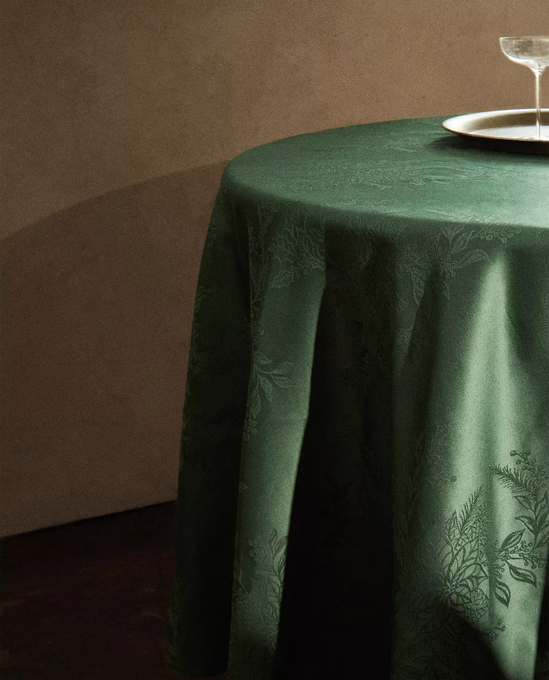 Mantel algodón Jacquard ramas navidad