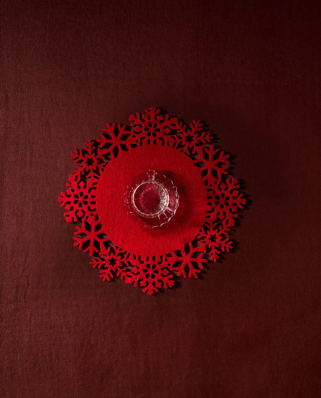 Mantel individual fieltro copo nieve navidad