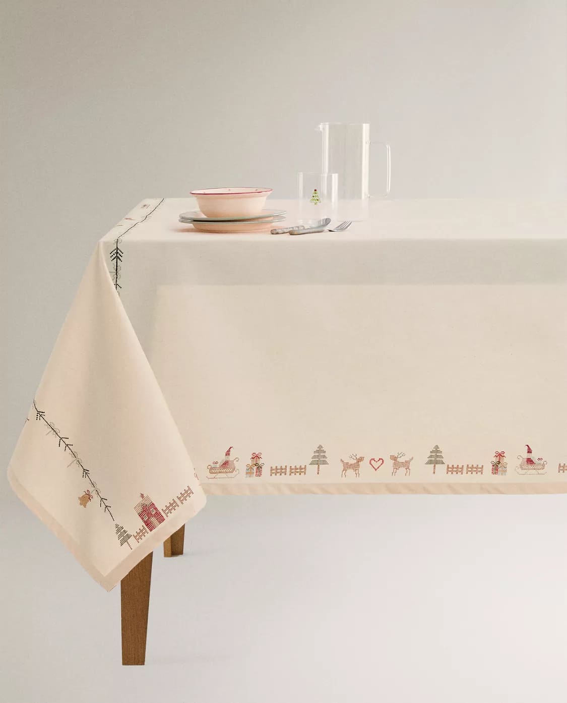 Mantel infantil de algodón con cenefa de navidad