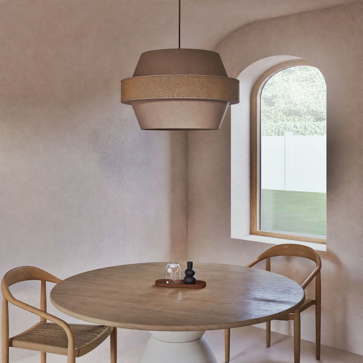 Lámpara de techo de rafia y poliéster reciclado Eulalie de Maions du Monde