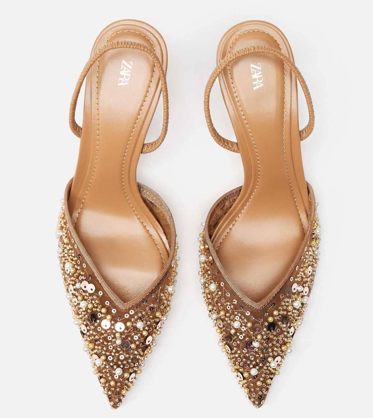 Destalonado tacón mesh abalorios de Zara