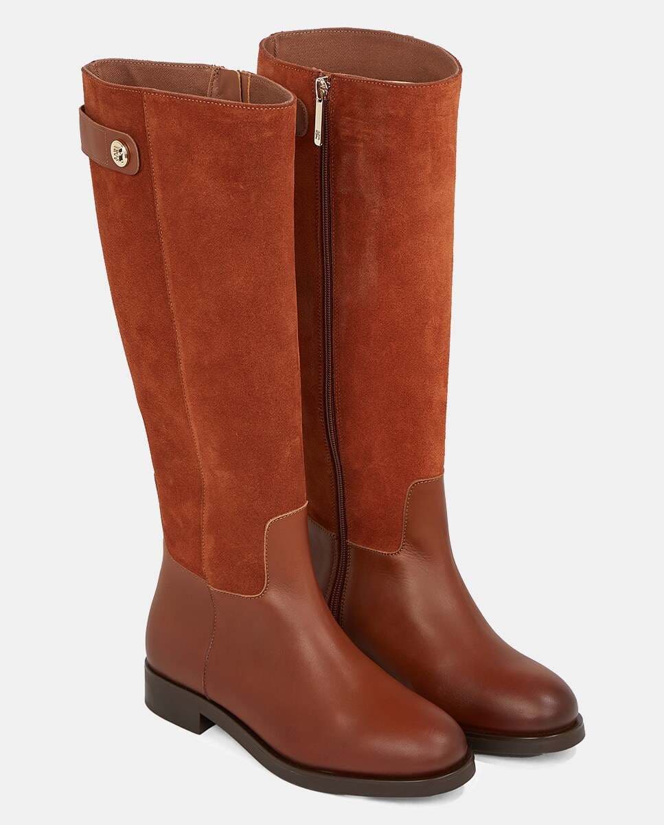 Botas de caña alta en mezcla de piel y ante de Tommy Hilfiger