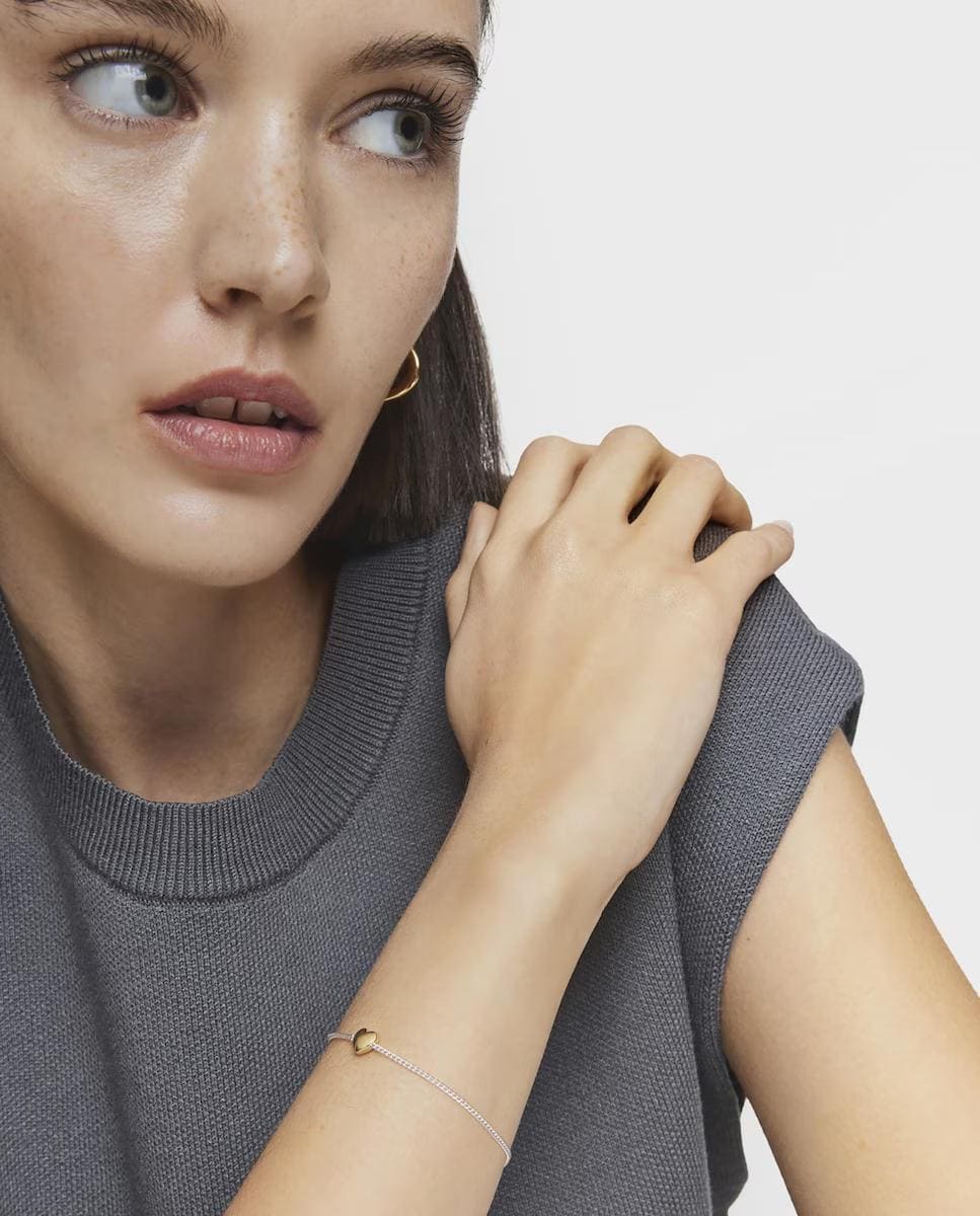 Pulsera My Other Half cadena con corazón bicolor